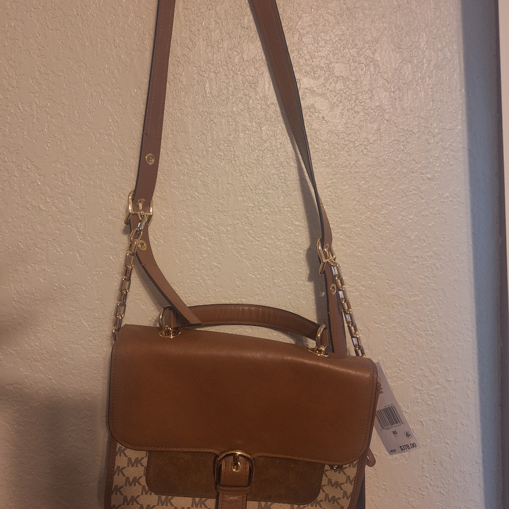 Michael Kors Brown Shoulder Bag with Monogram Design